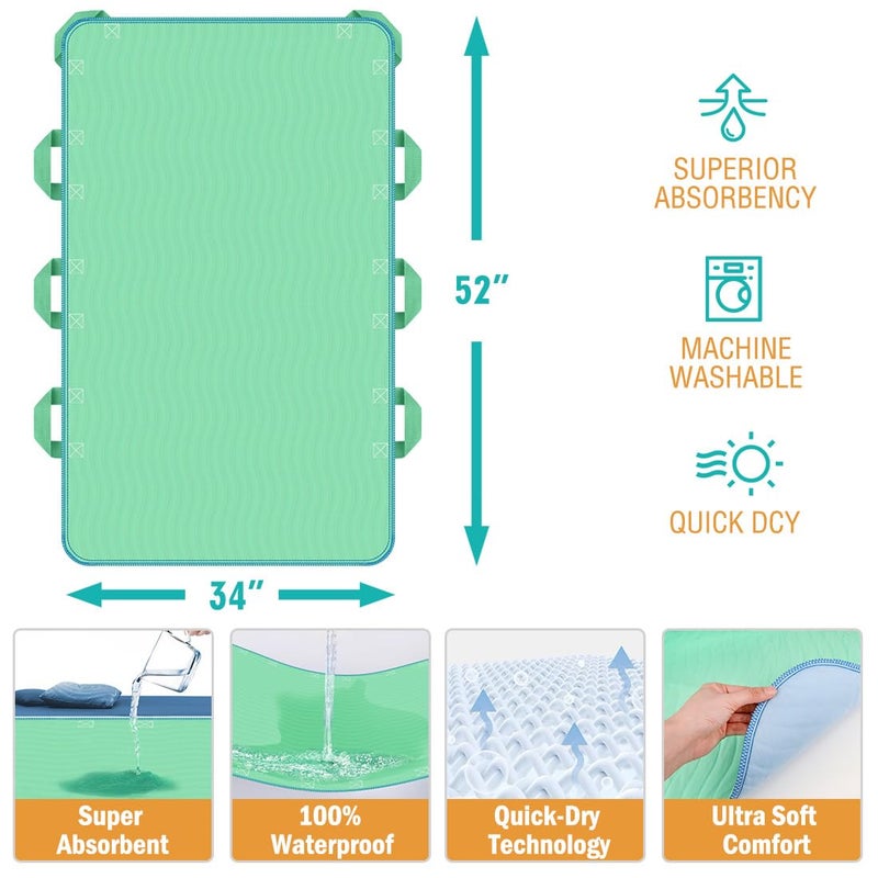 iCOVER 34""x52"" Positioning Bed Pad with Reinforced Handles, Waterproof & Reusable Multipurpose Transfer Sheet for Turning, Lifting and Repositioning, Patients/Elderly Moving Pad for Home & Hospital - Image 2